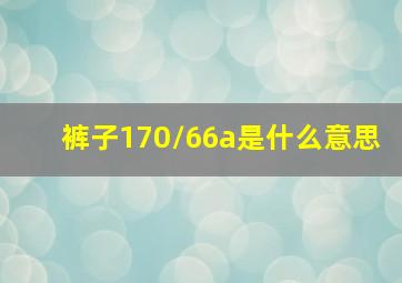 裤子170/66a是什么意思