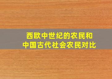 西欧中世纪的农民和中国古代社会农民对比