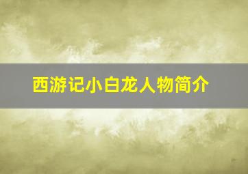 西游记小白龙人物简介