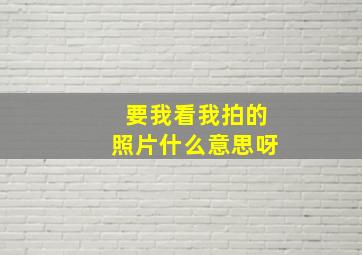 要我看我拍的照片什么意思呀