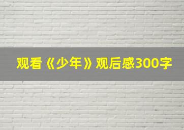 观看《少年》观后感300字