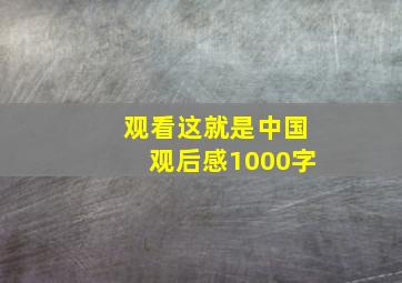 观看这就是中国观后感1000字