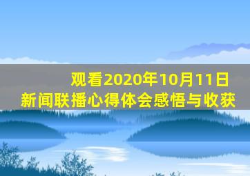 观看2020年10月11日新闻联播心得体会感悟与收获