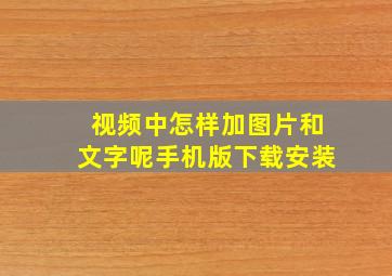 视频中怎样加图片和文字呢手机版下载安装