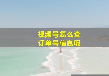 视频号怎么查订单号信息呢