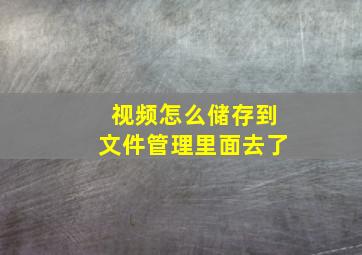 视频怎么储存到文件管理里面去了