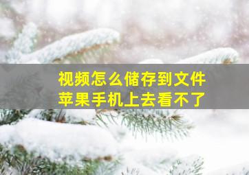 视频怎么储存到文件苹果手机上去看不了