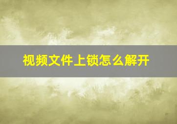 视频文件上锁怎么解开