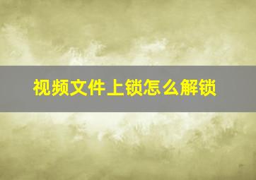 视频文件上锁怎么解锁