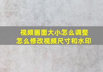 视频画面大小怎么调整怎么修改视频尺寸和水印