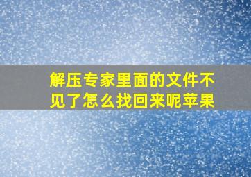 解压专家里面的文件不见了怎么找回来呢苹果