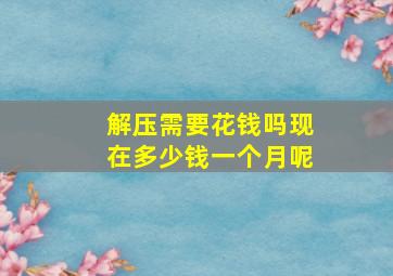 解压需要花钱吗现在多少钱一个月呢