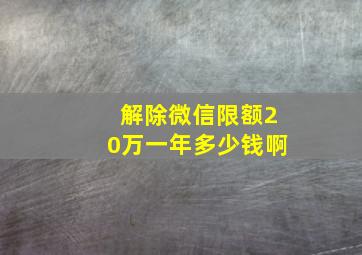 解除微信限额20万一年多少钱啊