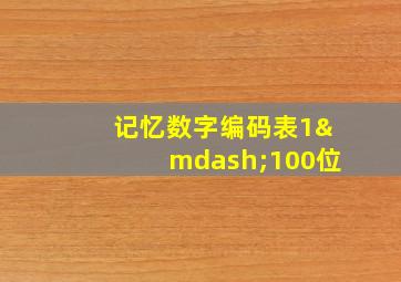 记忆数字编码表1—100位