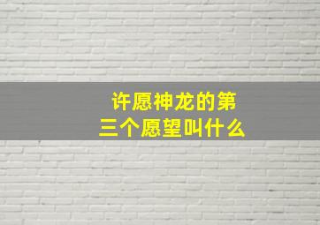 许愿神龙的第三个愿望叫什么