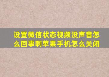 设置微信状态视频没声音怎么回事啊苹果手机怎么关闭