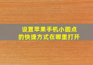 设置苹果手机小圆点的快捷方式在哪里打开