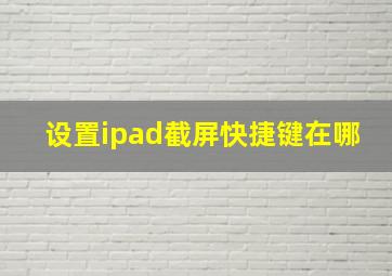 设置ipad截屏快捷键在哪