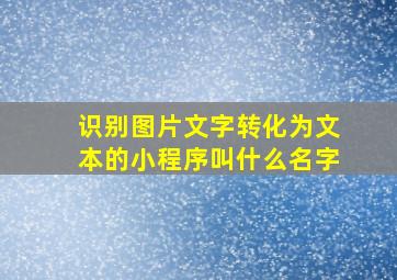 识别图片文字转化为文本的小程序叫什么名字