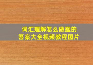 词汇理解怎么做题的答案大全视频教程图片