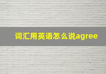 词汇用英语怎么说agree