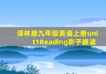 译林版九年级英语上册unit1Reading影子跟读