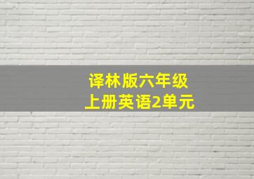 译林版六年级上册英语2单元