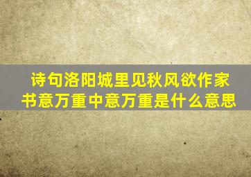 诗句洛阳城里见秋风欲作家书意万重中意万重是什么意思