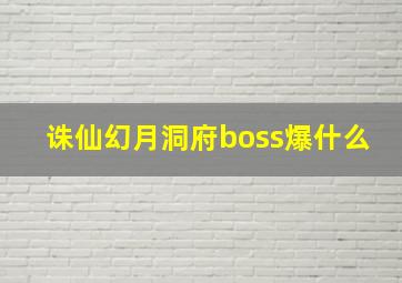 诛仙幻月洞府boss爆什么