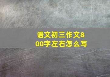 语文初三作文800字左右怎么写