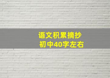 语文积累摘抄初中40字左右