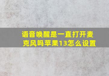 语音唤醒是一直打开麦克风吗苹果13怎么设置