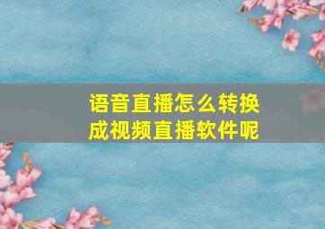 语音直播怎么转换成视频直播软件呢