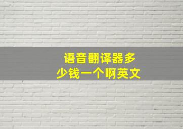 语音翻译器多少钱一个啊英文