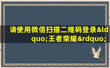 请使用微信扫描二维码登录“王者荣耀”