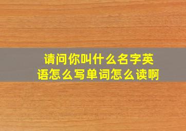 请问你叫什么名字英语怎么写单词怎么读啊