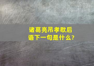 诸葛亮吊孝歇后语下一句是什么?