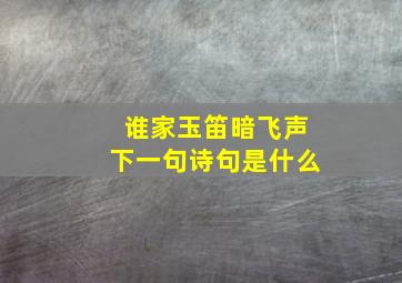 谁家玉笛暗飞声下一句诗句是什么