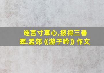 谁言寸草心,报得三春晖.孟郊《游子吟》作文