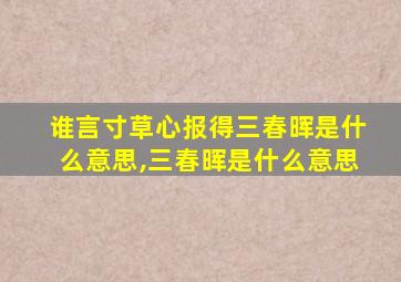 谁言寸草心报得三春晖是什么意思,三春晖是什么意思