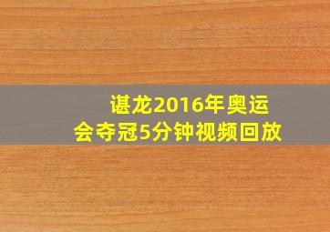 谌龙2016年奥运会夺冠5分钟视频回放