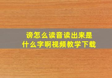 谤怎么读音读出来是什么字啊视频教学下载