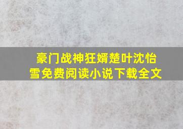 豪门战神狂婿楚叶沈怡雪免费阅读小说下载全文