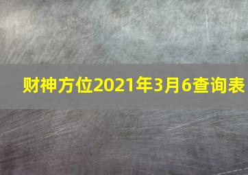 财神方位2021年3月6查询表