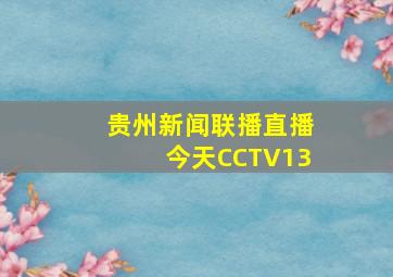 贵州新闻联播直播今天CCTV13