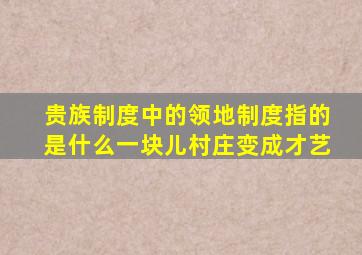 贵族制度中的领地制度指的是什么一块儿村庄变成才艺