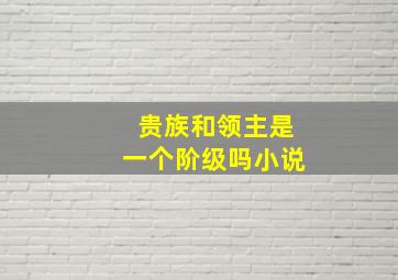 贵族和领主是一个阶级吗小说