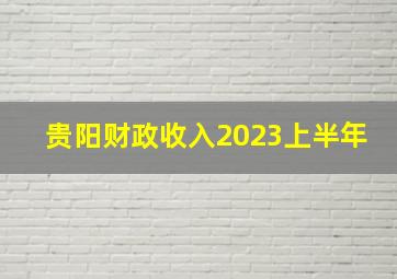 贵阳财政收入2023上半年