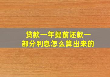 贷款一年提前还款一部分利息怎么算出来的