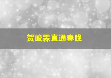 贺峻霖直通春晚